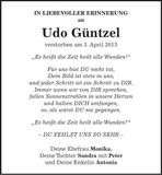 Traueranzeige Udo Güntzel