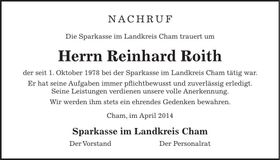 Traueranzeige Reinhard Roith
