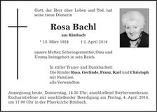 Traueranzeige Rosa Bachl
