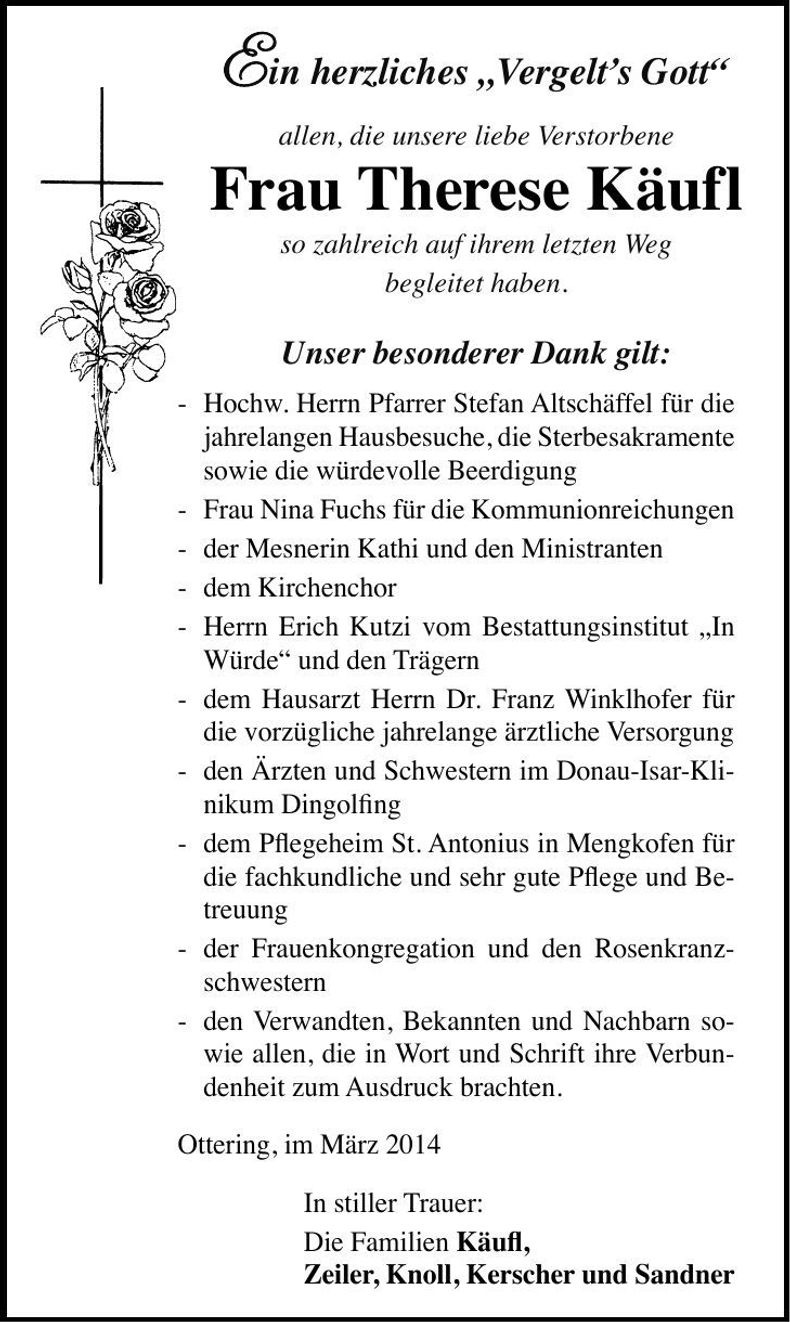 Traueranzeige Therese Käufl