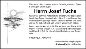 Traueranzeige Josef Fuchs
