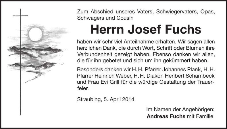 Traueranzeige Josef Fuchs