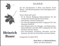 Traueranzeige Heinrich Bauer