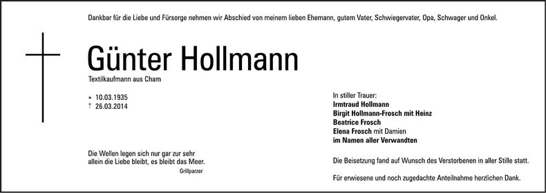 Traueranzeige Günter Hollmann