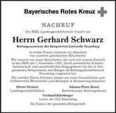 Traueranzeige Gerhard Schwarz