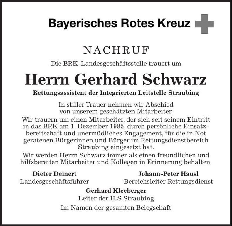 Traueranzeige Gerhard Schwarz
