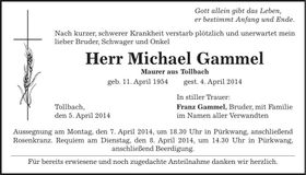 Traueranzeige Michael Gammel