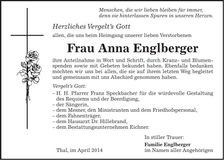 Traueranzeige Anna Englberger