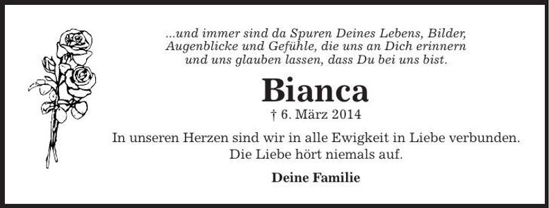 Traueranzeige Bianca 