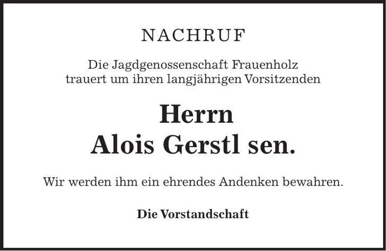 Traueranzeige Alois Gerstl
