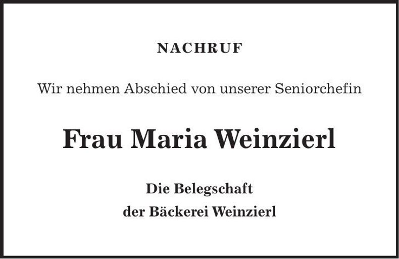 Traueranzeige Maria Weinzierl