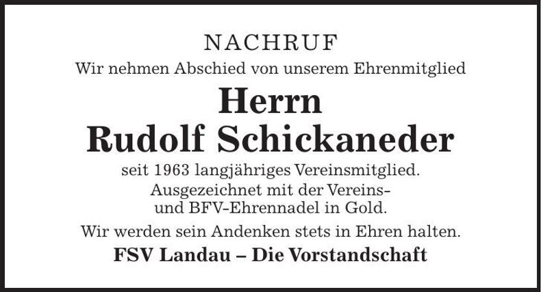 Traueranzeige Rudolf Schickaneder