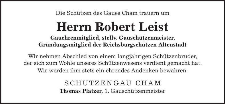 Traueranzeige Robert Leist
