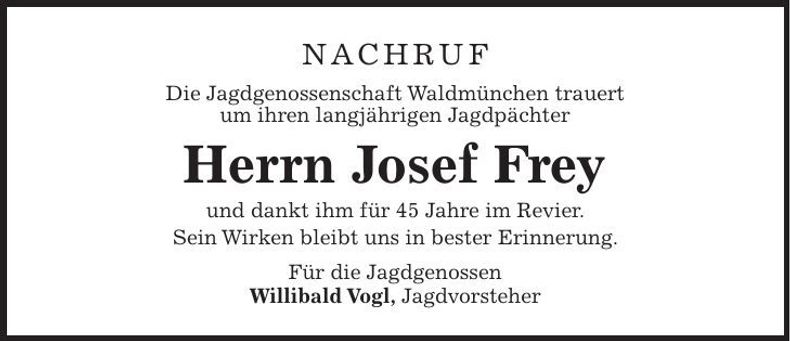 Traueranzeige Josef Frey