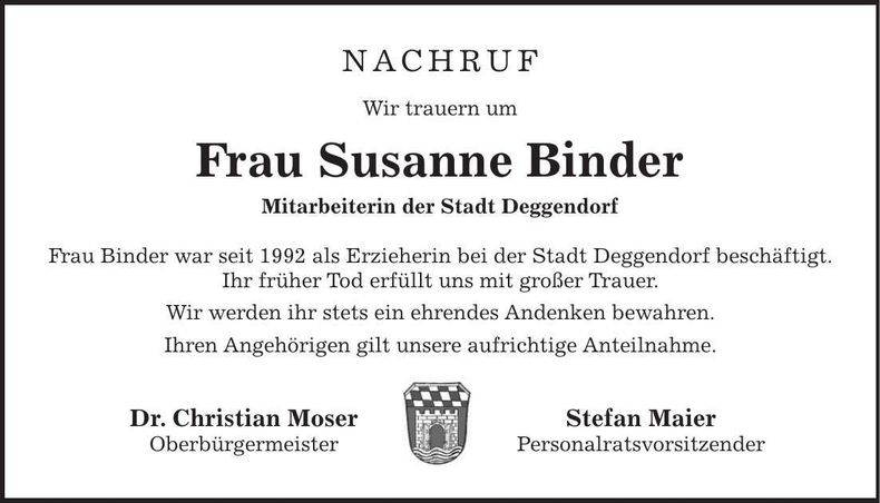 Traueranzeige Susanne Binder