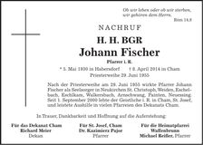 Traueranzeige Johann Fischer