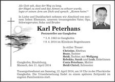 Traueranzeige Karl Peterhans