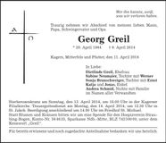 Traueranzeige Georg Greil