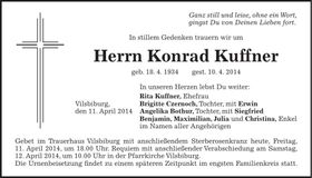 Traueranzeige Konrad Kuffner