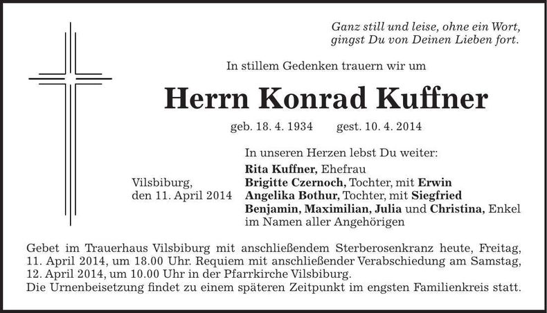 Traueranzeige Konrad Kuffner
