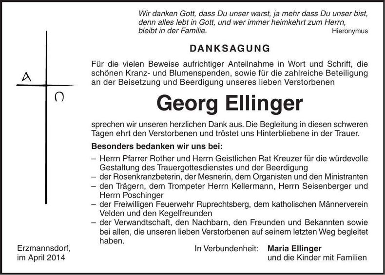 Traueranzeige Georg Ellinger
