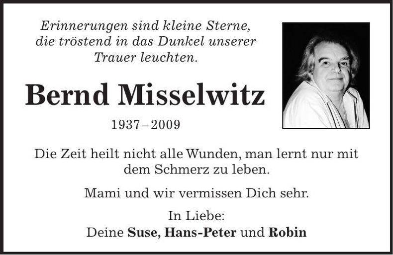 Traueranzeige Bernd Misselwitz