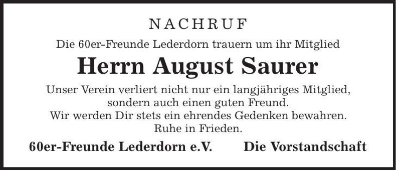 Traueranzeige August Saurer