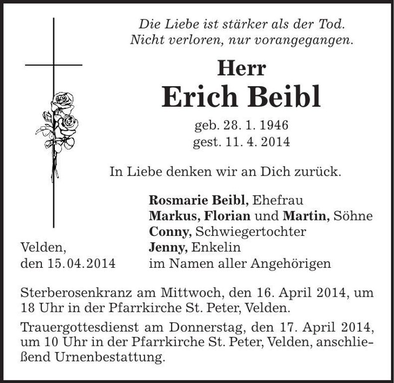Traueranzeige Erich Beibl