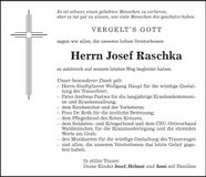 Traueranzeige Josef Raschka