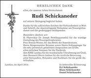 Traueranzeige Rudi Schickaneder