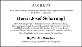 Traueranzeige Josef Scharnagl