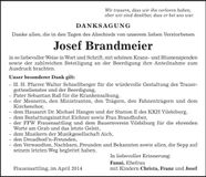 Traueranzeige Josef Brandmeier