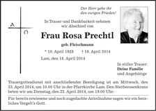 Traueranzeige Rosa Prechtl