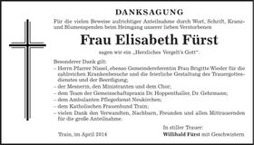 Traueranzeige Elisabeth Fürst