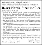 Traueranzeige Martin Steckenbiller