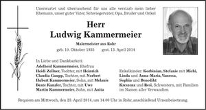 Traueranzeige Ludwig Kammermeier