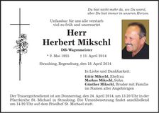 Traueranzeige Herbert Mikschl