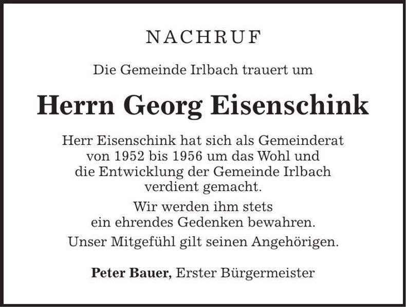 Traueranzeige Georg Eisenschink