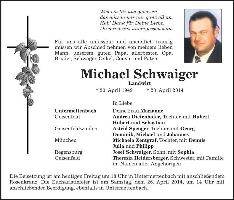 Traueranzeige Michael Schwaiger