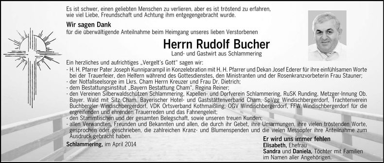 Traueranzeige Rudolf Bucher