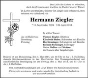 Traueranzeige Hermann Ziegler