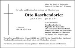 Traueranzeige Otto Raschendorfer