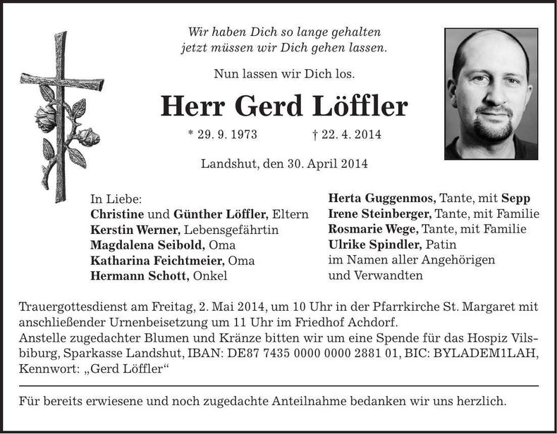 Traueranzeige Gerd Löffler