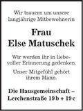Traueranzeige Else Matuschek