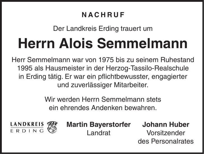 Traueranzeige Alois Semmelmann