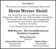 Traueranzeige Werner Steinl
