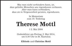 Traueranzeige Therese Mottl
