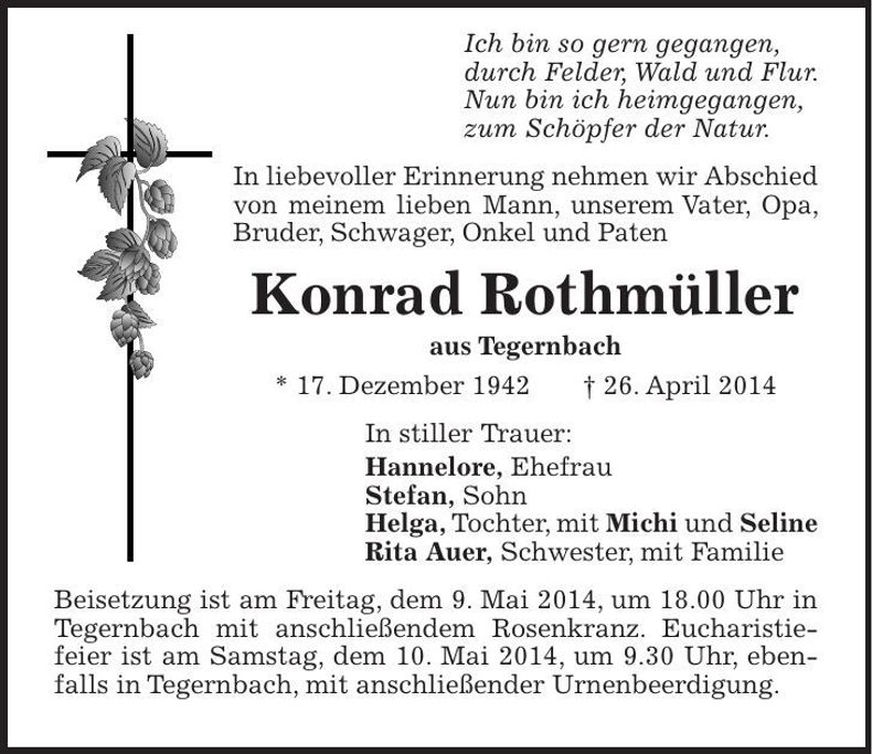 Traueranzeige Konrad Rothmüller