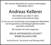 Traueranzeige Andreas Kellerer