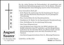 Traueranzeige August Saurer